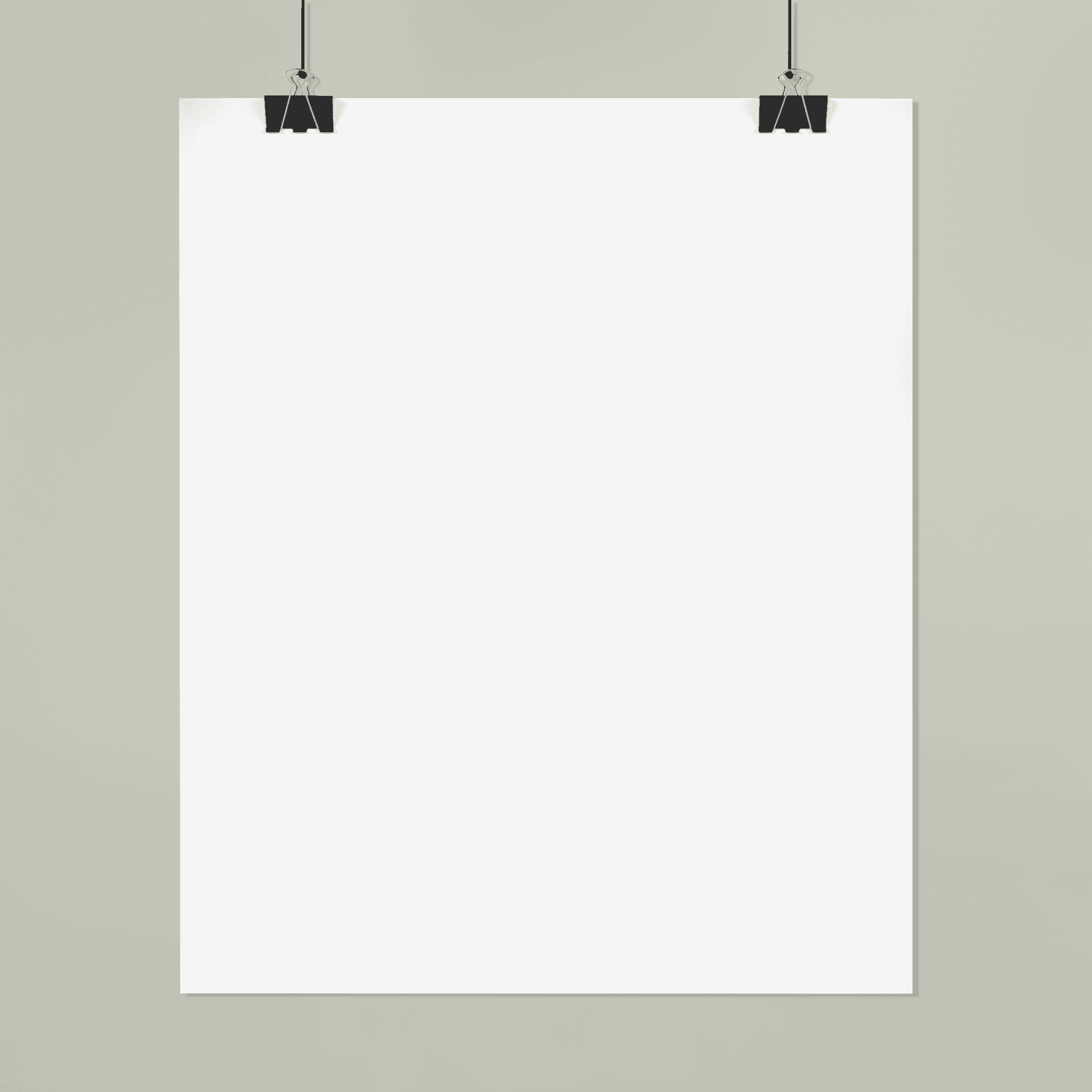 A thin sheet of poster paper suspended from two clips, with its paper edges visible